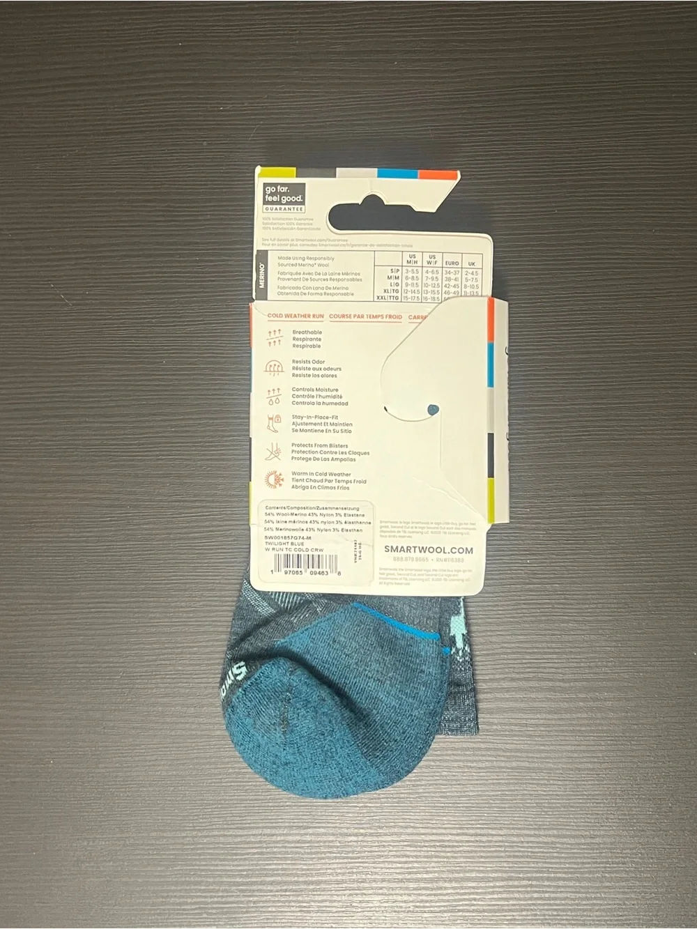 NEW SmartWool Cold Weather Run Socks Size Medium Twilight Blue Crew Wool NWT